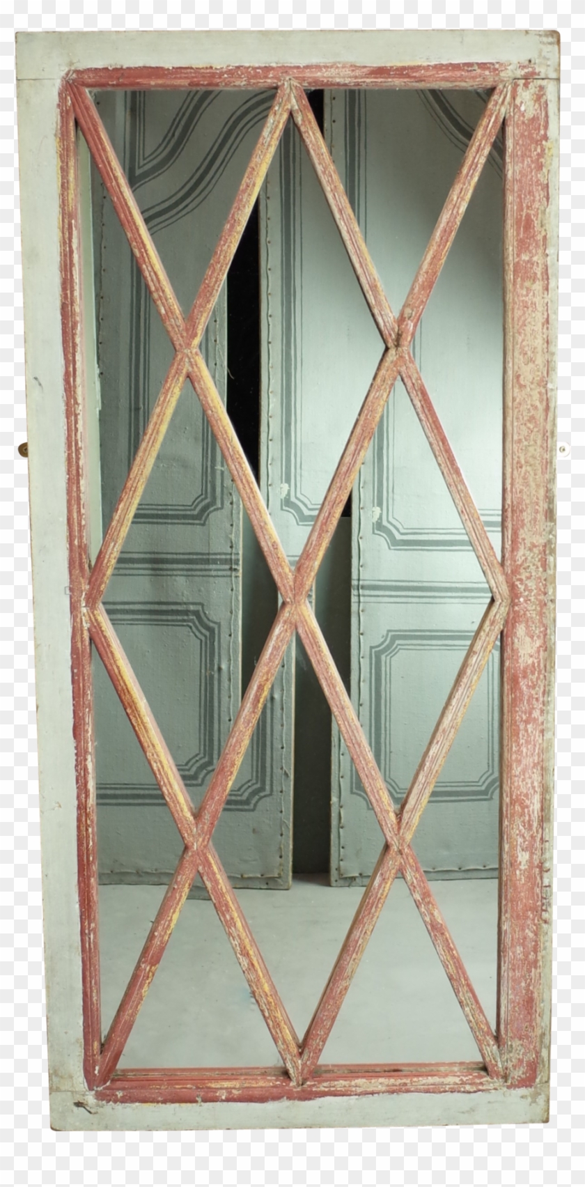 Painted Empire Lattice Window Mirror - Wood Clipart #6046619
