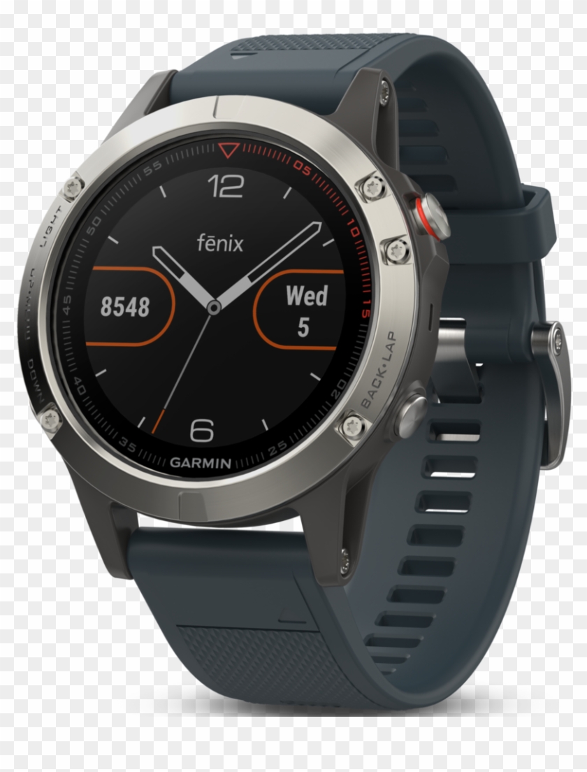 Fenix 5 Silver With Granite Blue Band Multisport Training - Garmin Fenix 5 Watch Clipart