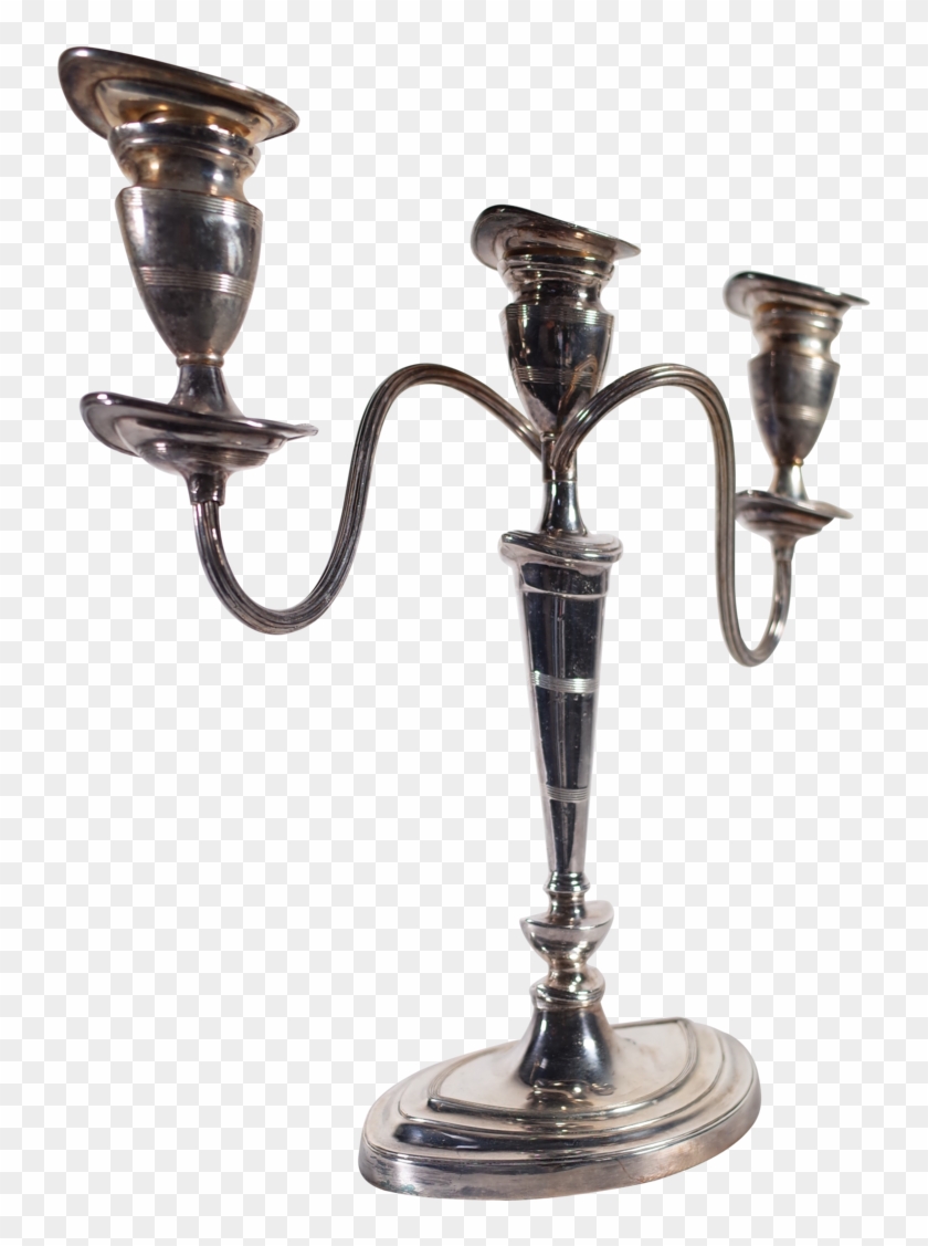 Plated Three Branch Candelabra - Antique Clipart #6047388