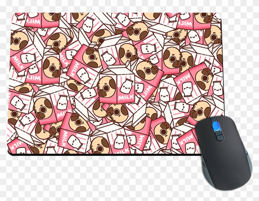 Pink Milk Puglie Pile Mousepad - Cartoon Clipart