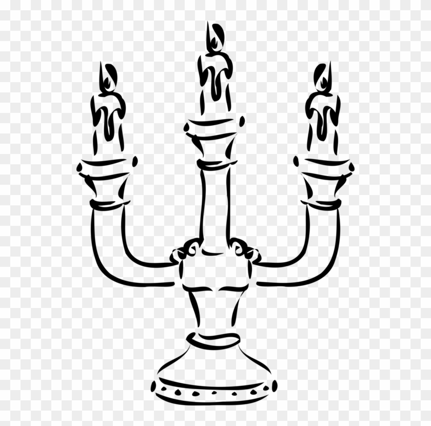 Candelabra Candlestick Light Fixture Chandelier - Candelabra Clipart Black And White - Png Download