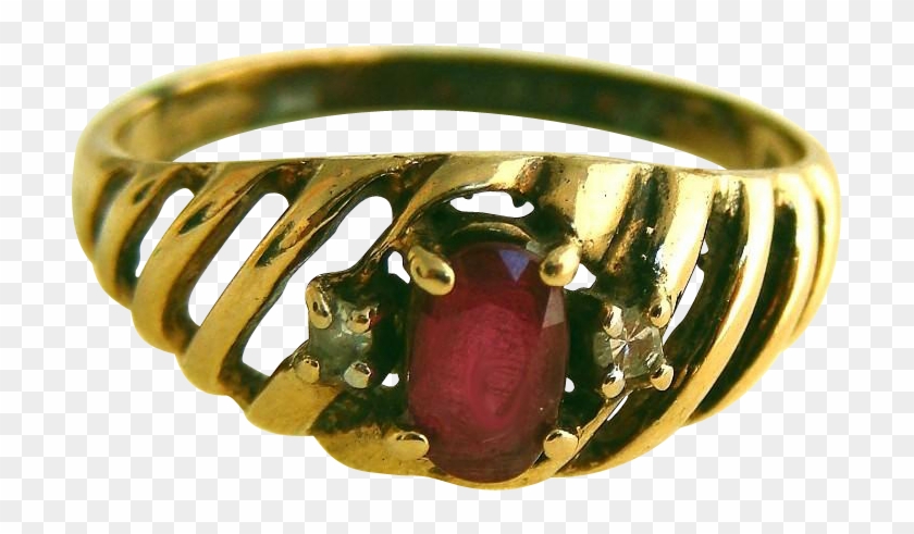 10k Vintage Ruby Ring, Diamond Accents, Open Grill, - Pre-engagement Ring Clipart