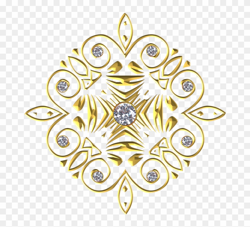 Gold Gem Ornament Flourish Circle Symmetric - Gold Flourish Png Clipart