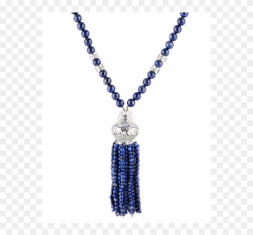 Mirco-pavé And Lapis Lazuli Bead Necklace - Necklace Clipart #6049067