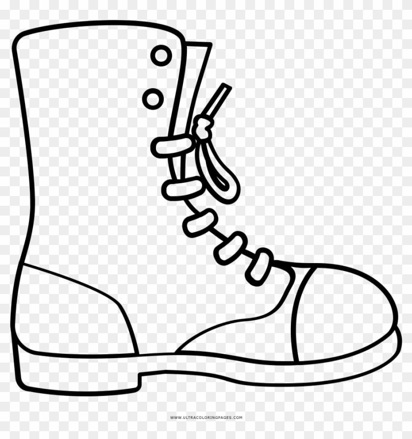 Combat Boot Coloring Page - Boot Clipart Black And White - Png Download #6049474