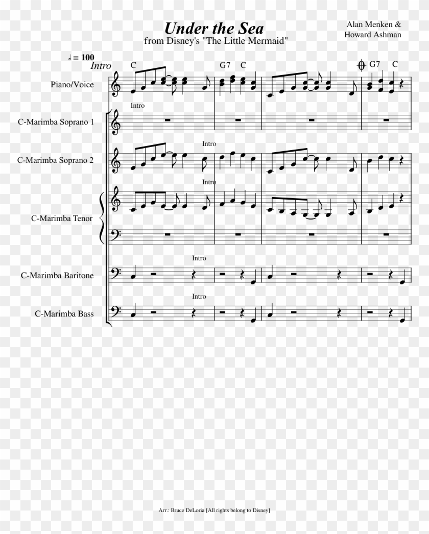 *under The Sea* From Disney's "the Little Mermaid" - Sheet Music Clipart