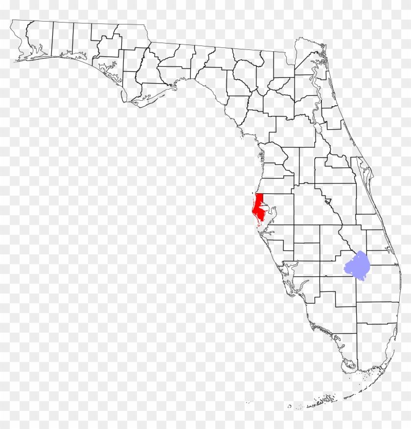 Map Of Florida Highlighting Pinellas County Clipart