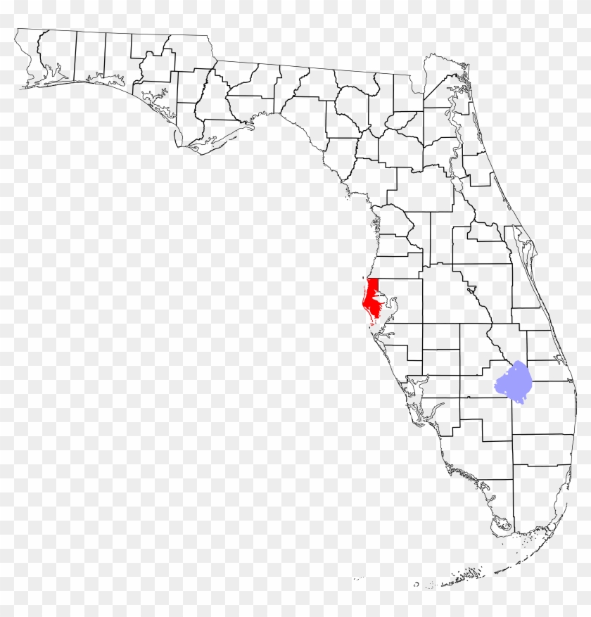 Map Of Florida Highlighting Pinellas County Clipart #6050622