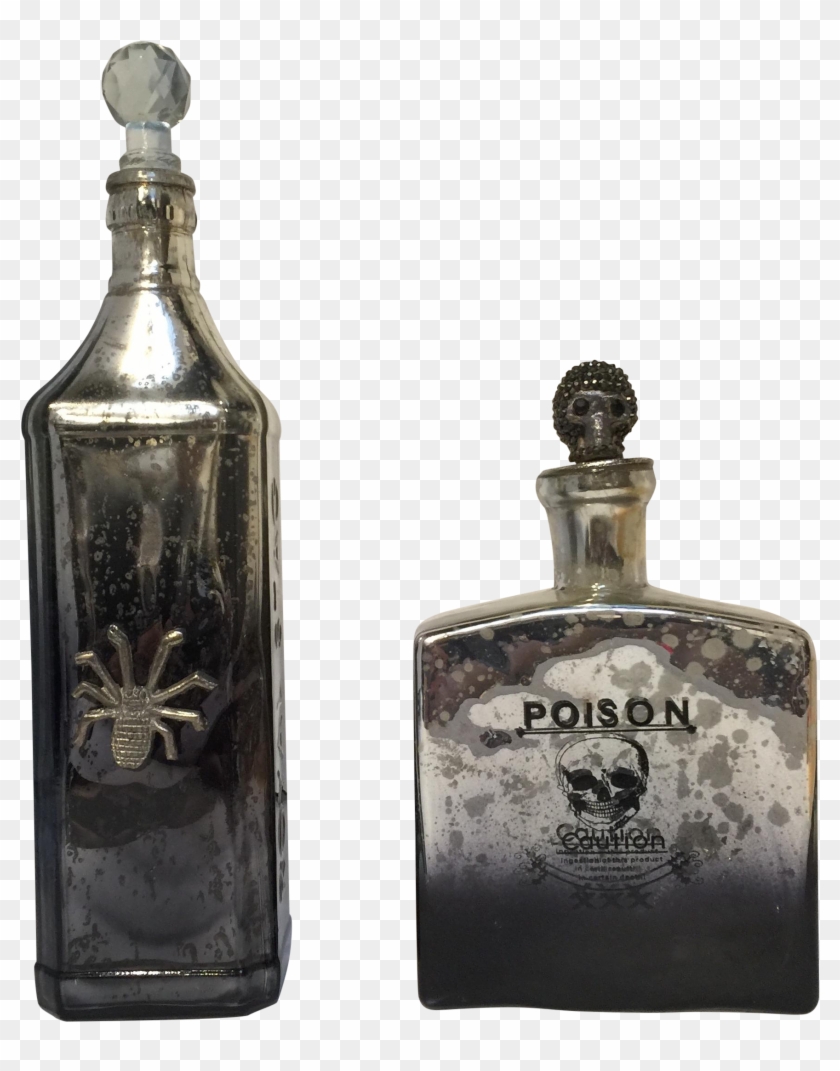 Mercury Glass Poison Bottles - Glass Bottle Clipart