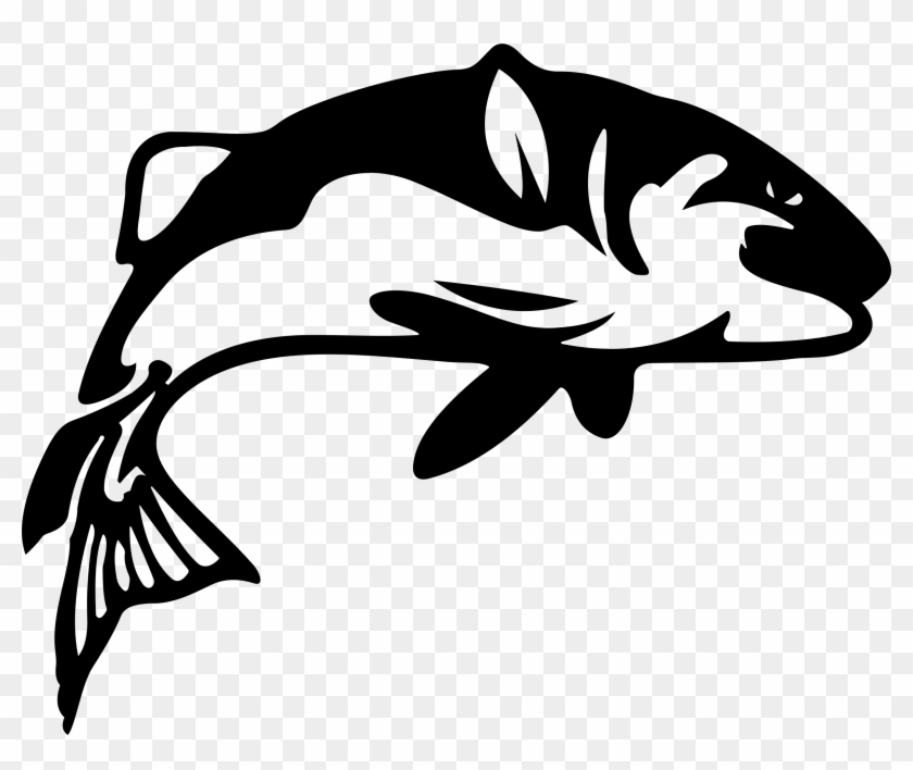 Silhouette Fishing Drawing - Fish On A Hook Silhouette Clipart