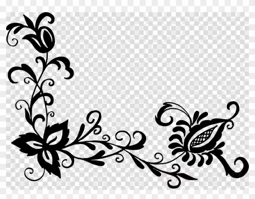 Black Flower Pattern Png Clipart Flower Designs Floral - Black Flower Pattern Png Transparent Png