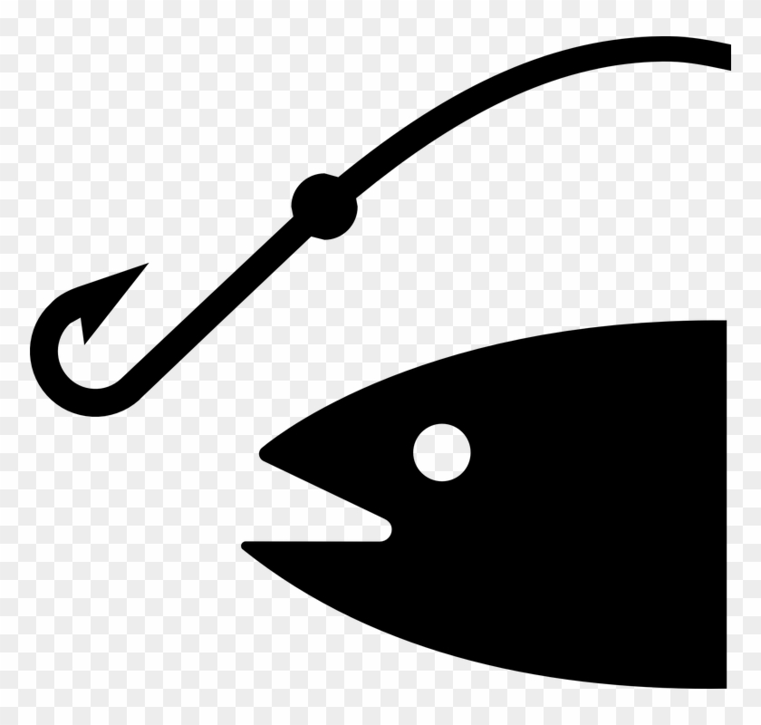 Fish, Hook, Symbol, Silhouette, Icon, Black, Isolated - Fishing Clip Art - Png Download