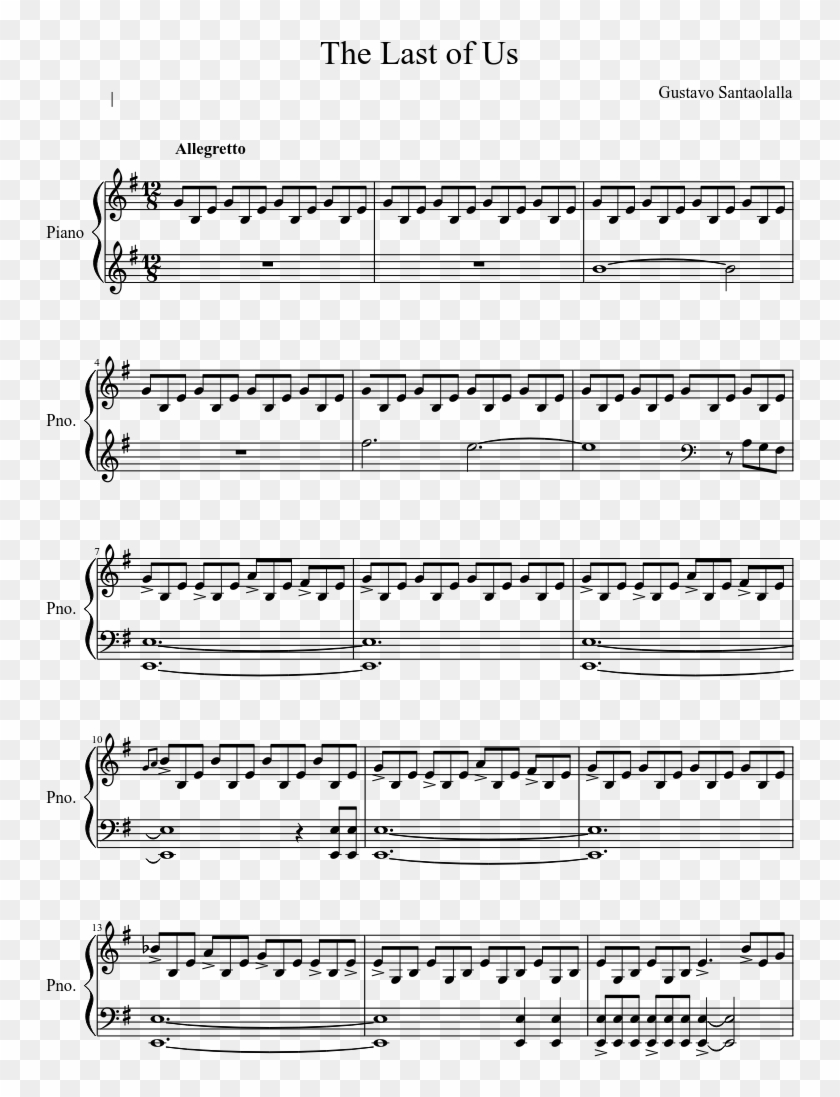 The Last Of Us Sheet Music Composed By Gustavo Santaolalla - Spartito Pianoforte Someone Like You Clipart