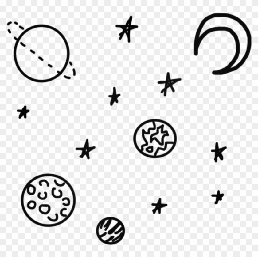 Stars Tumblr Black Moon Star Space Moon And Stars Drawing - Aesthetic Tumblr Moon And Stars Transparent Clipart