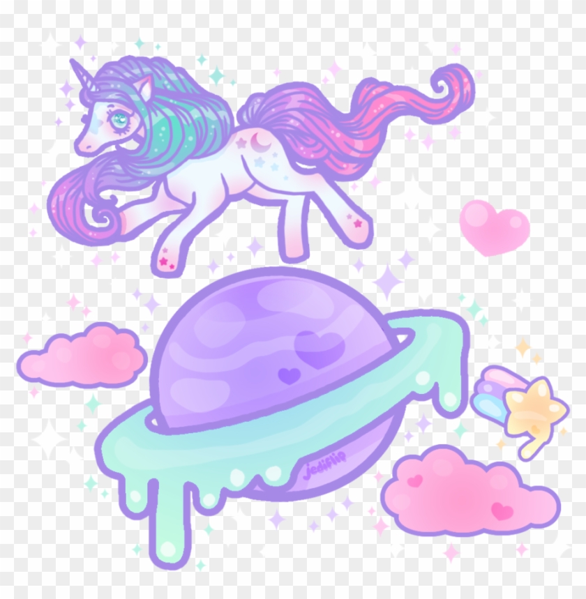Cute Pastel Unicorn Space Goth Pastelgoth Stars Planets - Unicorn Pastel Png Clipart #616382