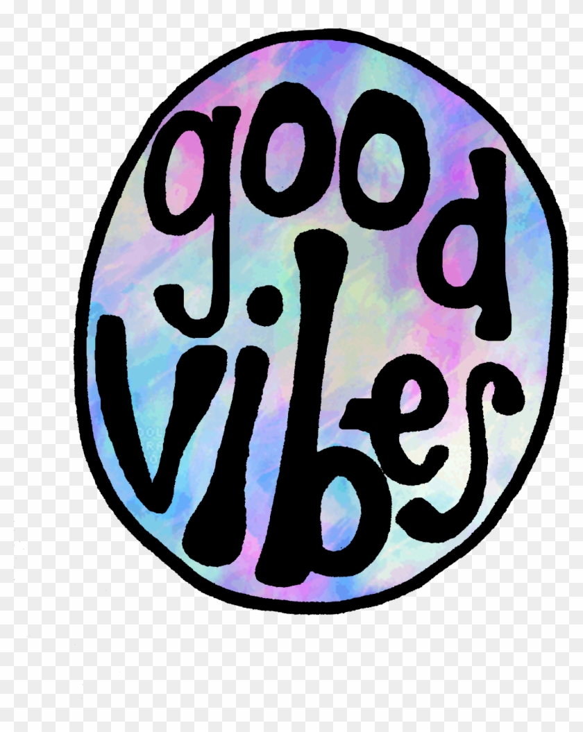 Groovy Good Vibes Watercolor Circle - Watercolor Painting Clipart