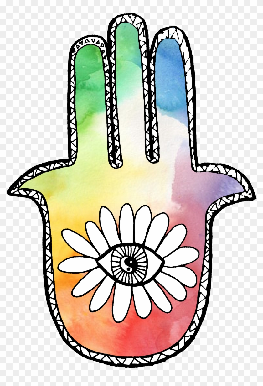 Rainbow Watercolor Hamsa Clipart
