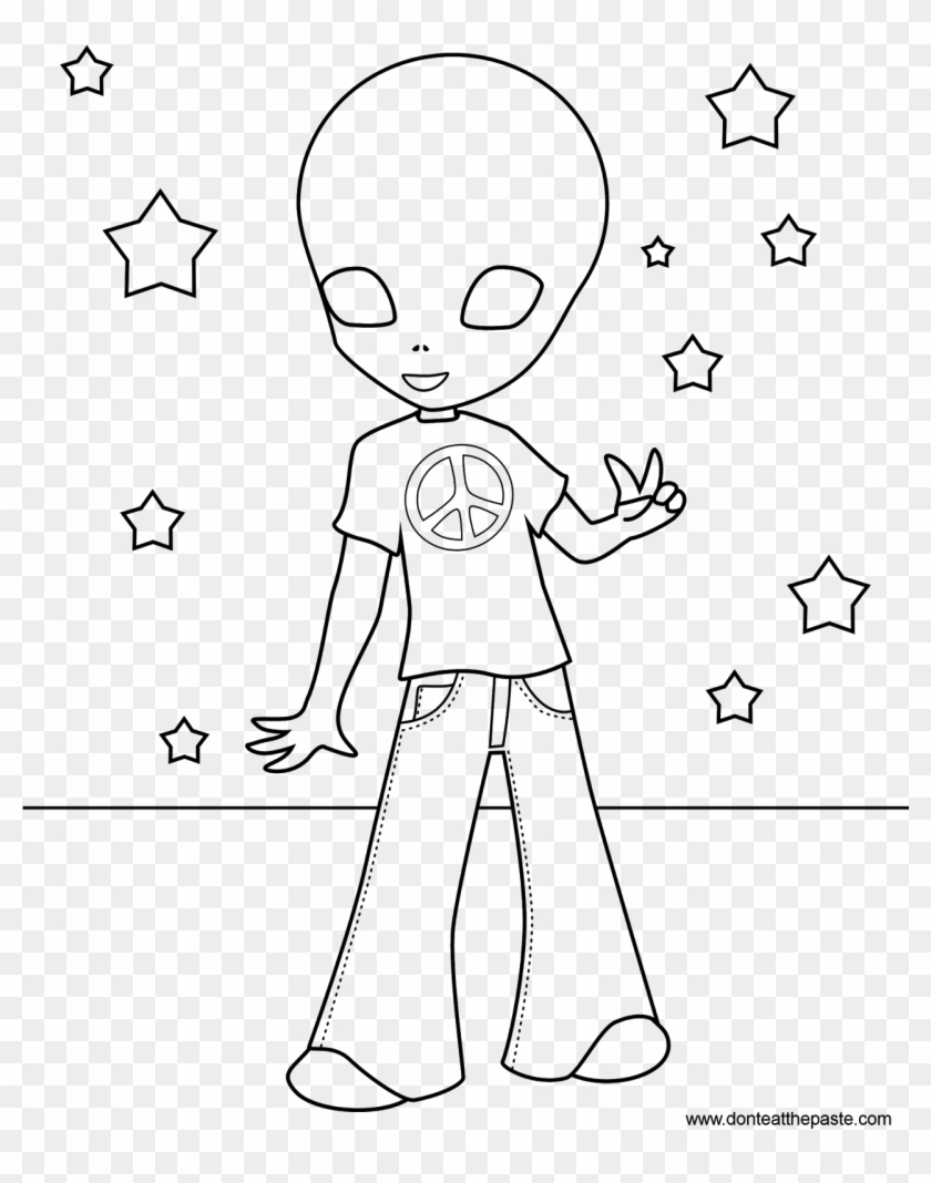 Banner Library Library Collection Of Free Ufo Download - Fun Hippie Coloring Pages Clipart