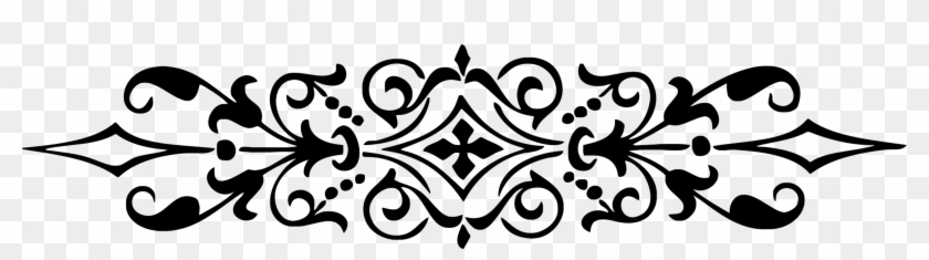 Black Baroque Divider - Floral Green Wedding Border Design Clipart