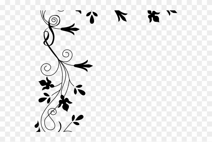 Original - Floral Black And White Border Png Clipart