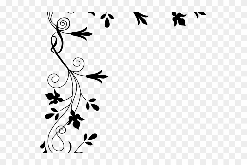 Original - Floral Black And White Border Png Clipart #619629