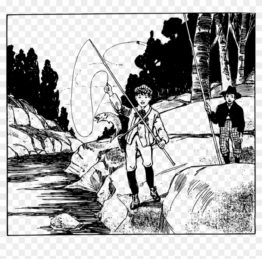 836 X 750 5 - Fisherman Clipart Image Black And White - Png Download