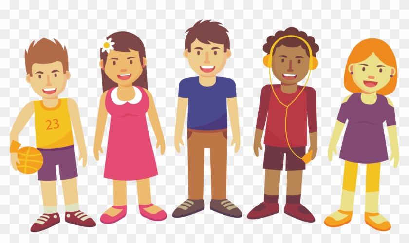 Fun Time Clipart Group Happy Person - Five Friends - Png Download #620247