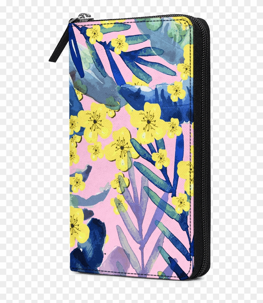 Dailyobjects Tropical Flower Yellow Blue Travel Organiser - Mobile Phone Clipart