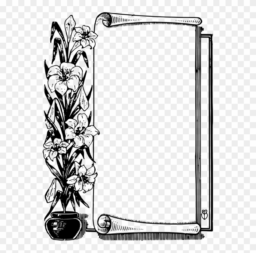 Borders And Frames Picture Frames Scroll Paper Computer - Flower Frame Border Black And White Png Clipart #620811