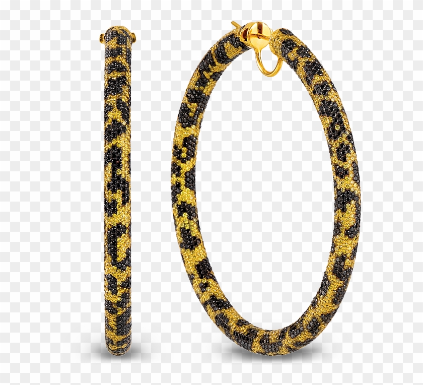 Description - Leopard Gold Hoop Earrings Clipart #621047