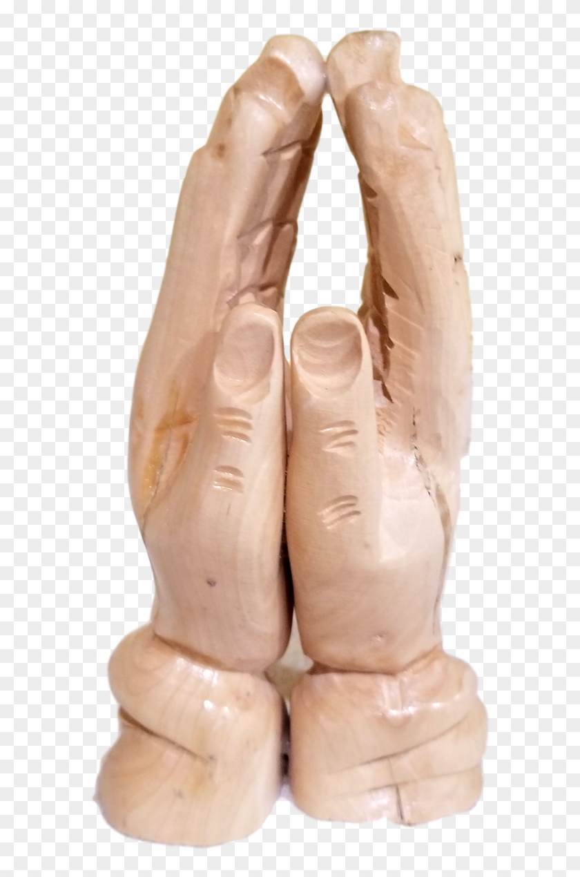 Religious Figurine Prayer Hands Handcarved Wood From - Carving Clipart #621191