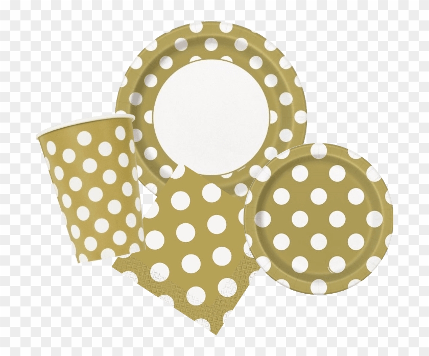 8 50th Anniversary Gold Dots Paper Plates , Png Download - Circle Polka Dot Border Clipart #622092