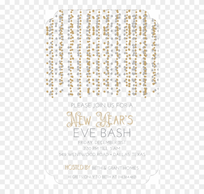 Holiday Silver And Gold Dot Streamers Invitation - Ivory Clipart