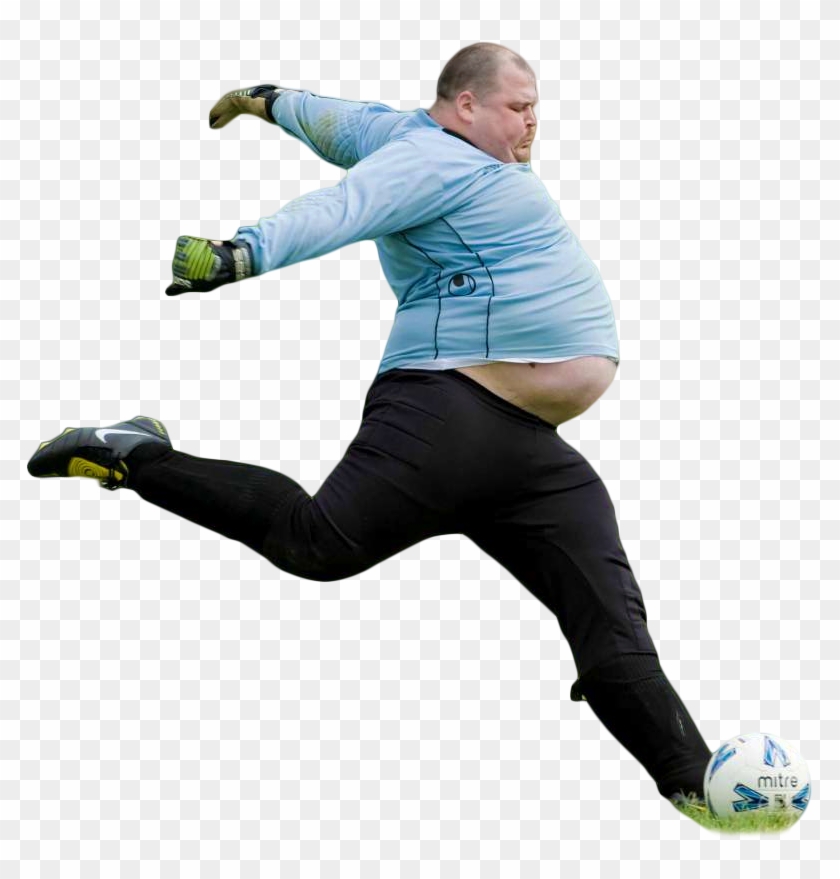 Graceful Majestic Large Fat Man Kicking Soccer Ball - Man Kicking Soccer Ball Clipart