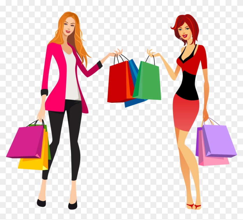 Shopping Fashion Clip Art - Fashion Shopping Girl Vector - Png Download
