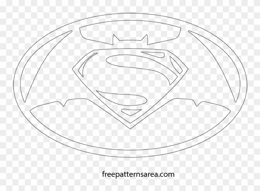 Batman Vs Superman Sign Logo Cutting Pattern - Line Art Clipart
