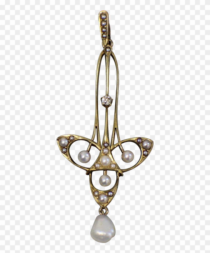 14kt Yellow Gold Upside Down Cross Pendant With Pearls - Crystal Clipart #626532