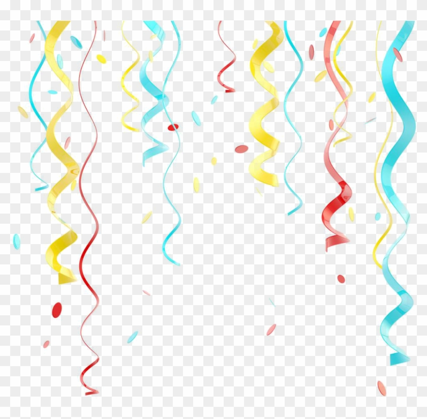 Birthday Streamers Png - Green And Orange Confetti Clipart