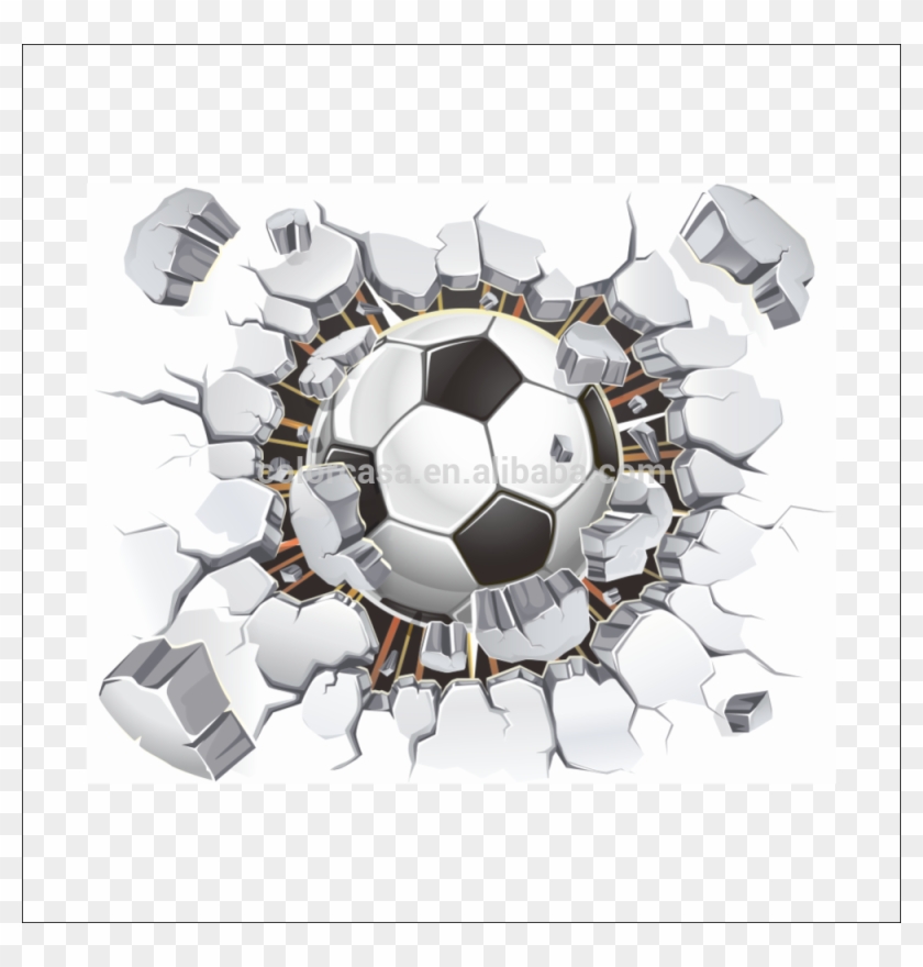 Colorcasazypa 1487 N 3d Football Wall Stickers Broken - Soccer Ball Wall Stickers Clipart #627181