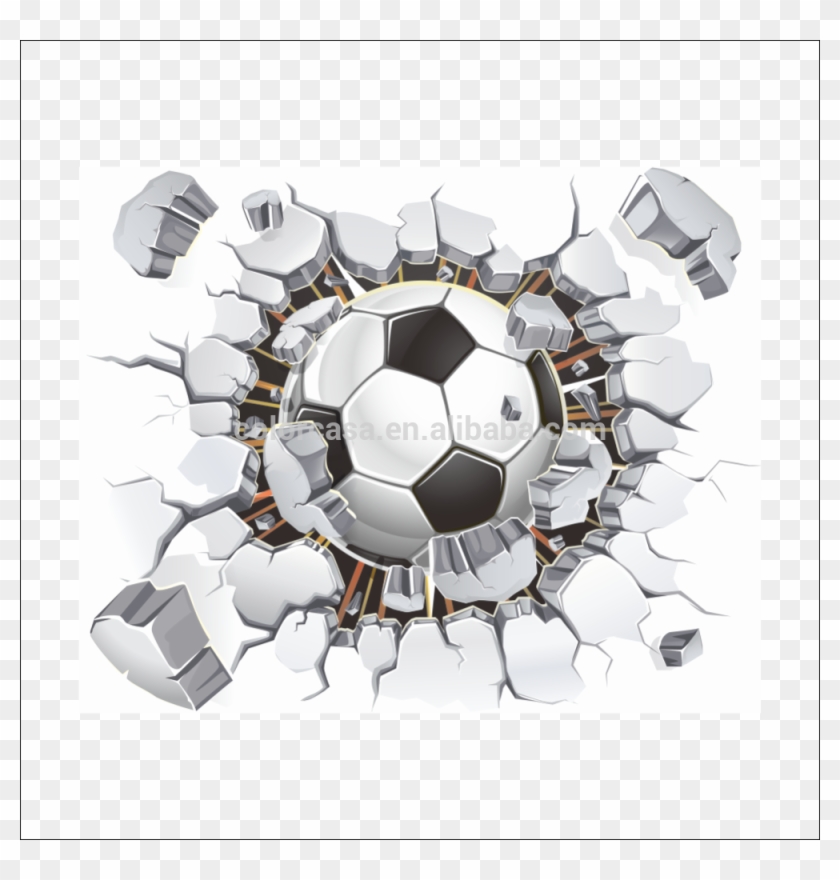 Colorcasazypa 1487 N 3d Football Wall Stickers Broken - Soccer Ball Wall Stickers Clipart