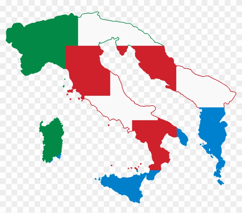 Flag Map Of The Italian Language - Monarchy Vs Republic Italy Clipart