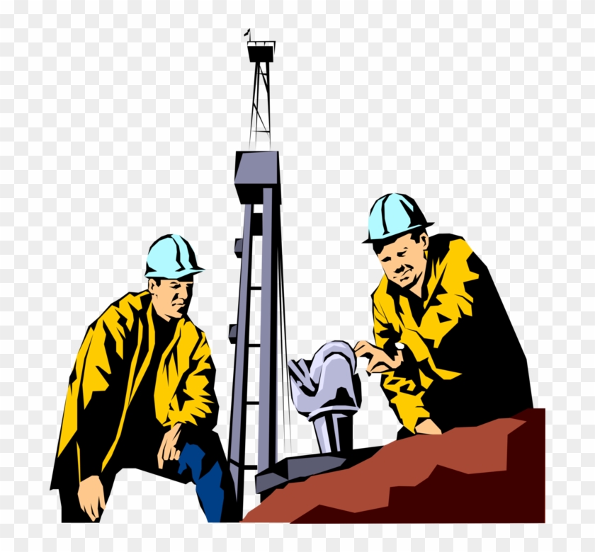 Vector Royalty Free Oil Workers With Drill Bit And - Oil And Gas Worker Vector Clipart