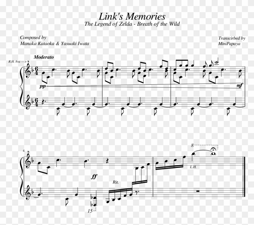 The Legend Of Zelda - Links Memories Sheet Music Clipart