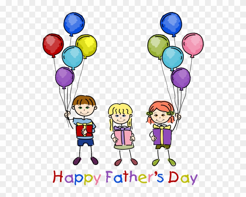 Happy Fathers Day Kids With Balloons - Happys Fathers Day Clipart - Png Download