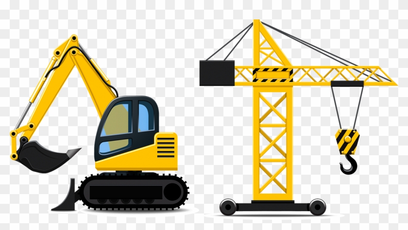 Crane Clipart Cartoon Construction - Construction Site Vector Png Transparent Png