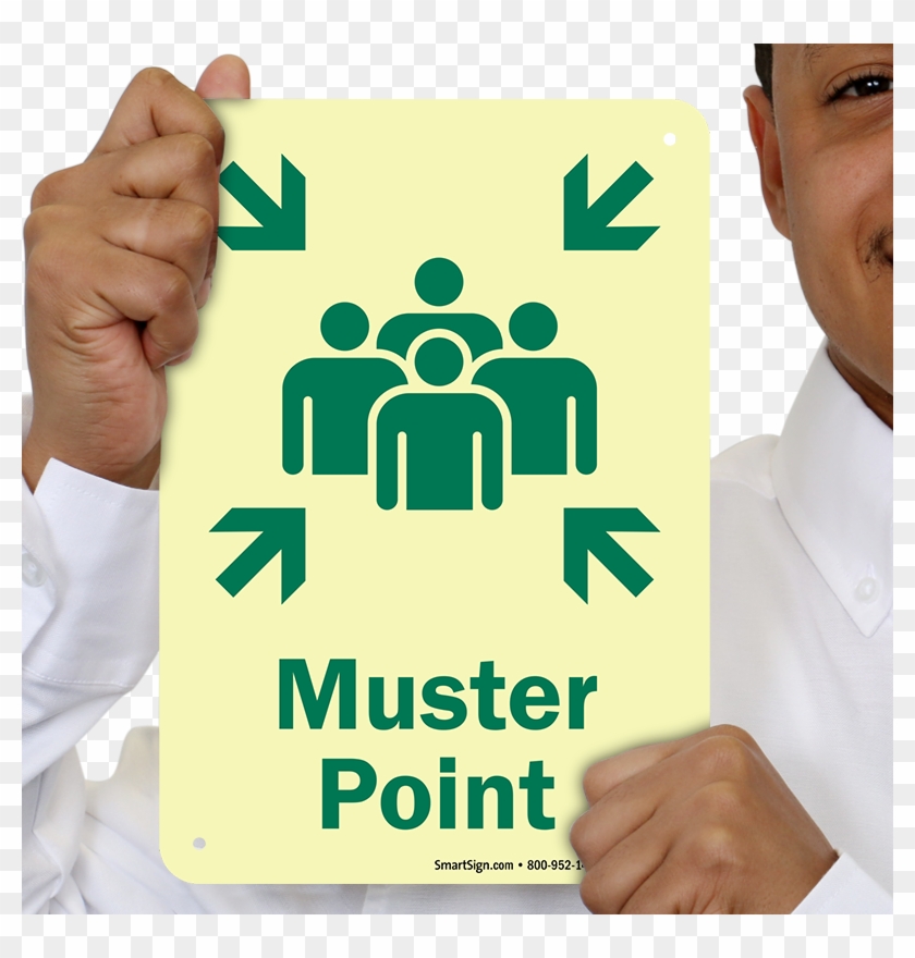 Muster Point Glow In The Dark Emergency Exit Sign - Assembly Point Sign Board Clipart #630425