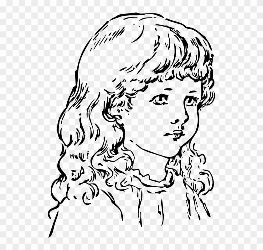 Little Girl Clipart Long Hair - Png Download