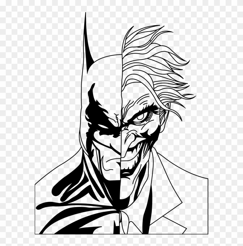 New Batman Drawing Outline - Batman And Joker Face Drawing Clipart