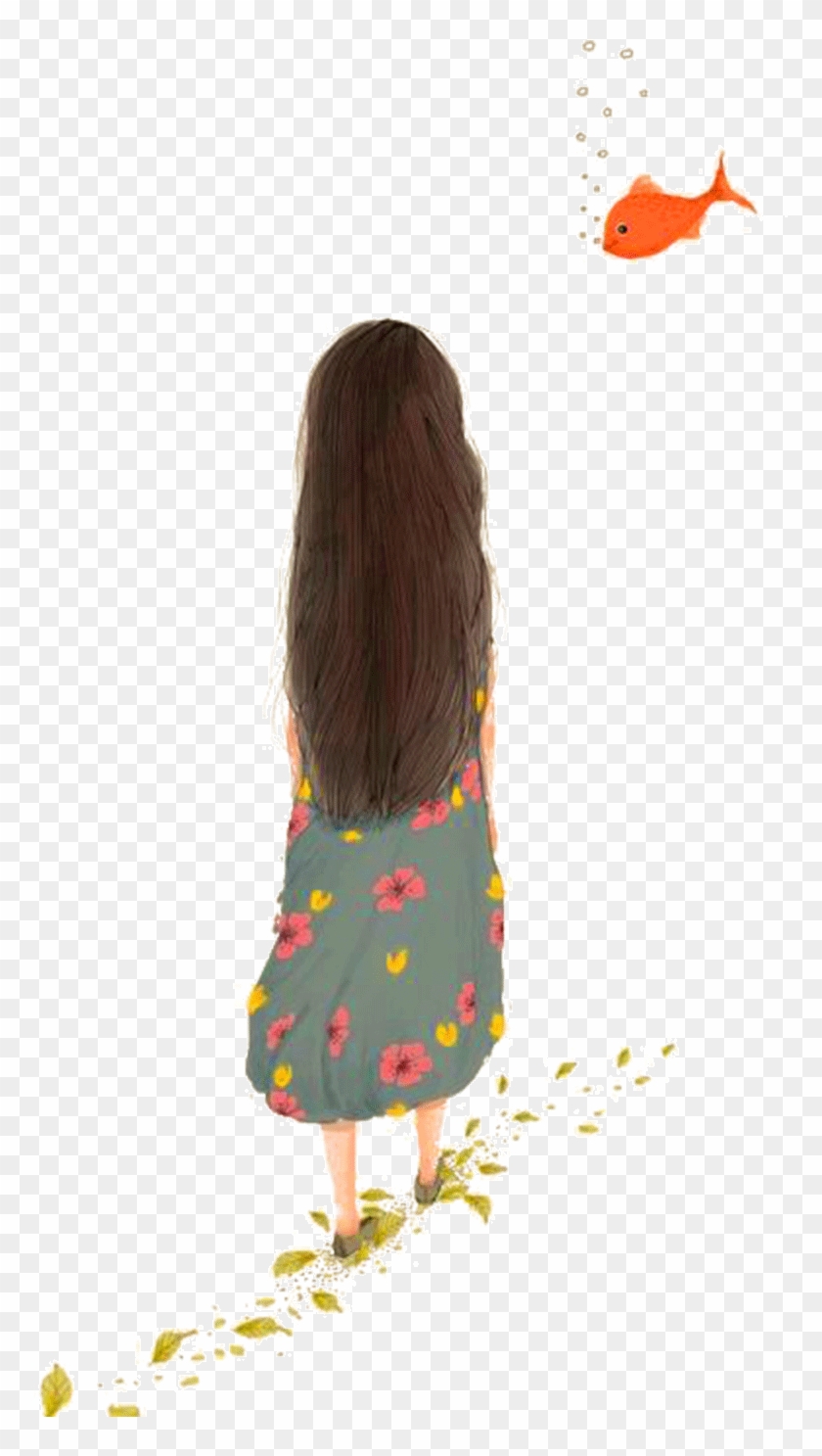 Hand Painted Little Girl Back Hd Transparent Psd Image - พื้น หลัง คน สวย ๆ Clipart #633354