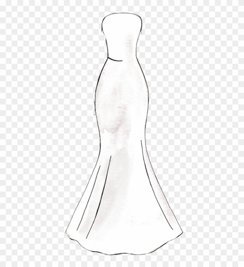 Mermaid Silhouette Sketch - Wedding Dress Silhouette Clipart #634414